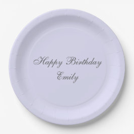 Plato De Papel Soft Lavender Minimalist Birthday Party Plates