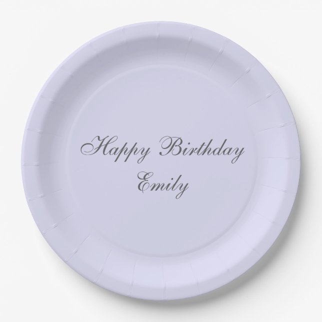 Plato De Papel Soft Lavender Minimalist Birthday Party Plates (Anverso)