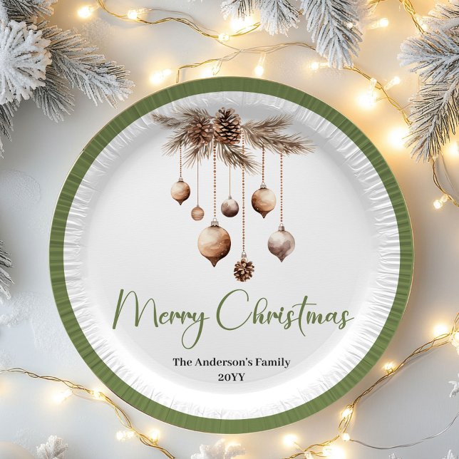 Plato De Papel Soft Nordic Christmas Personalized Family Party Pl (Soft Nordic Christmas Personalized Family Party Plates)