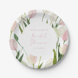Plato De Papel Soft Pink Tulip Bridal Shower