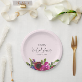 Plato De Papel Soft Pink Watercolor Floral Paper Plate