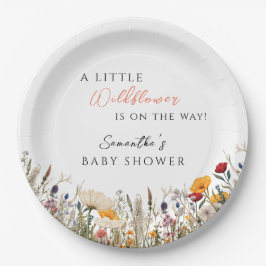 Plato De Papel Soft White Wildflower Bloom Baby Shower