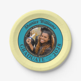 Plato De Papel Soft Yellow Photo Modern Graduation Party