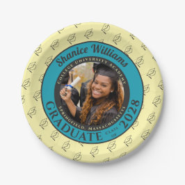 Plato De Papel Soft Yellow Photo Modern Graduation Party