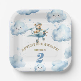 Plato De Papel Soiree Skyward del oso: 2ª placa de papel de cumpl