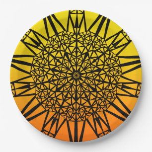 Plato De Papel Sol brillante Mandala Fiesta geométrico divertida 