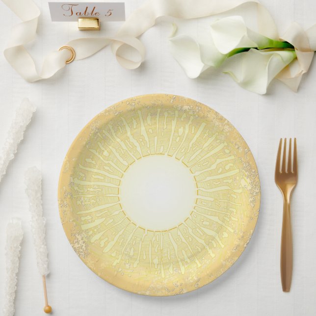 Plato De Papel Sol de San Juan (Boda)
