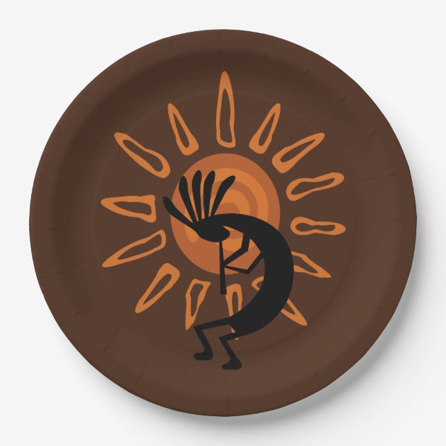 Plato De Papel Sol del desierto de Kokopelli 9" (Anverso)