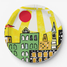 PLATO DE PAPEL SOL EN LA CIUDAD