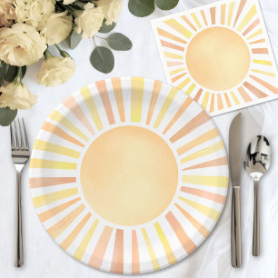 Plato De Papel Sol Naranja Amarillo