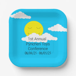 Plato De Papel Sol sonriente con nubes de palomitas