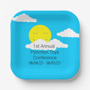 Plato De Papel Sol sonriente con nubes de palomitas