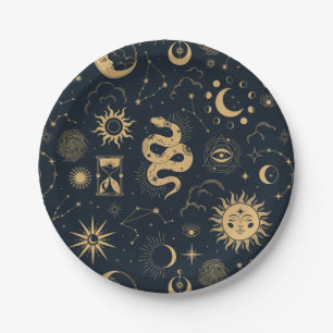 Plato De Papel Sol y luna - Bruja astronómica