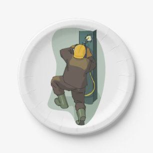 Plato De Papel Soldador Industrial Soldando Placa de Metal