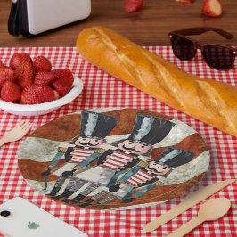 Plato De Papel Soldados cazadores de nueces franjas blancas rojas