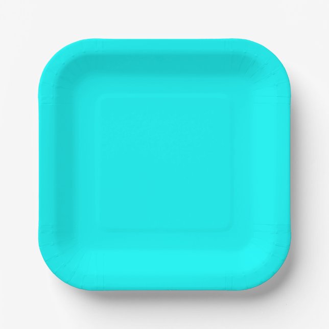 Plato De Papel Solid Cyan 7" Square Party Paper Plate (Anverso)