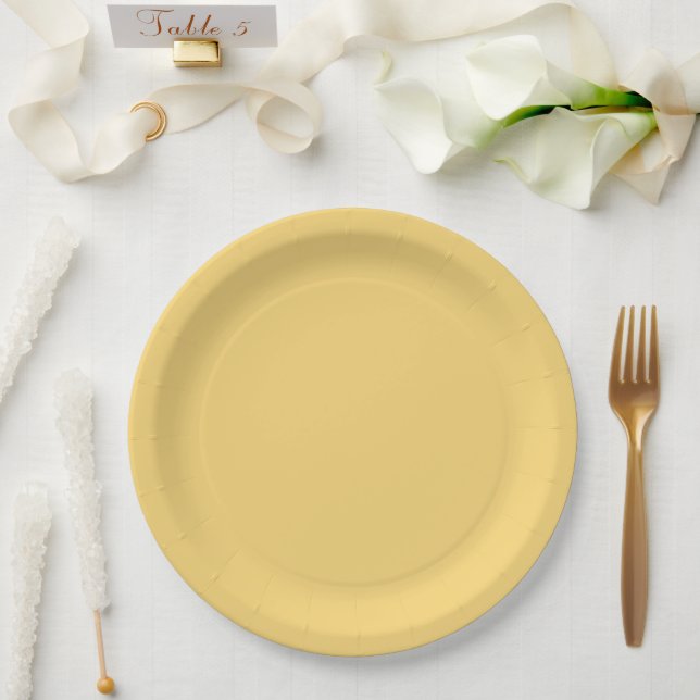 Plato De Papel sólido amarillo costero moderno (Boda)
