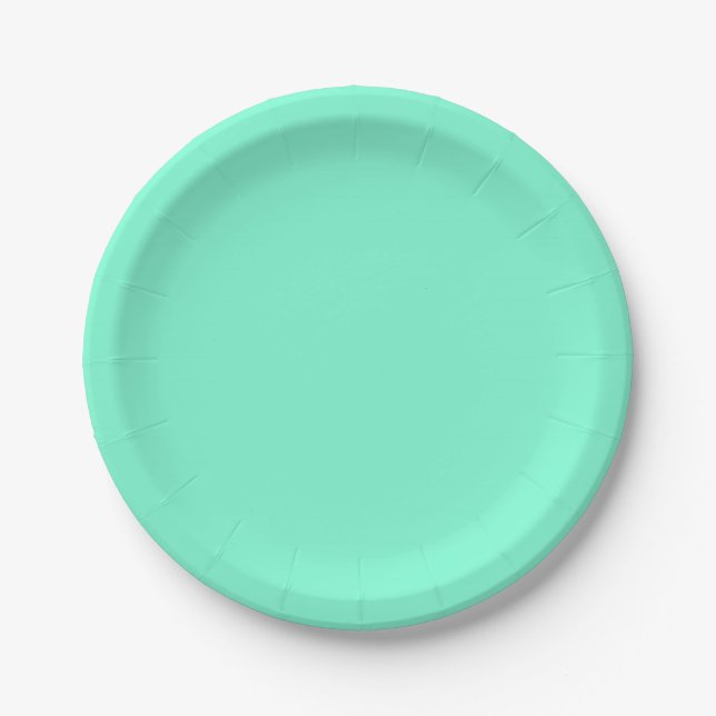 Plato De Papel Sólido, menta, verde (Anverso)