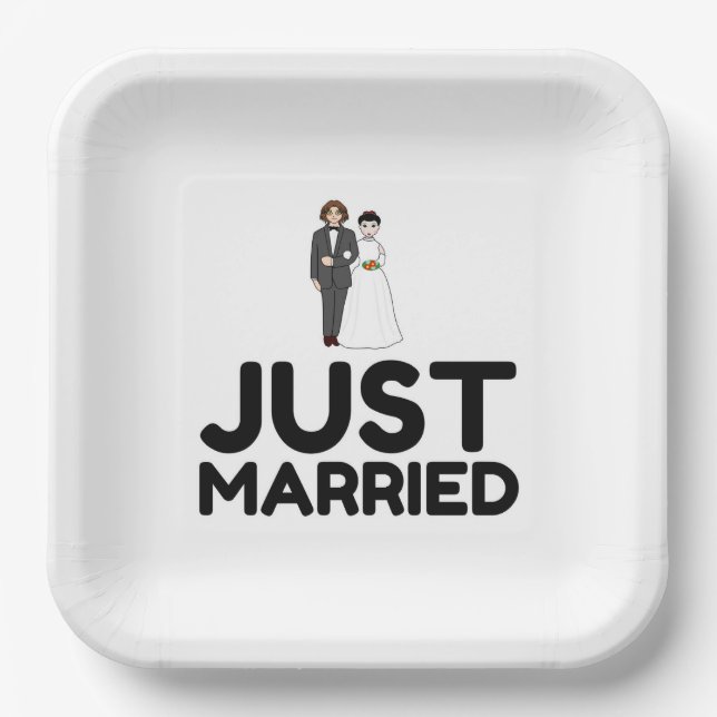 PLATO DE PAPEL SOLO BODA CASADO BRIDE GROOM (Anverso)
