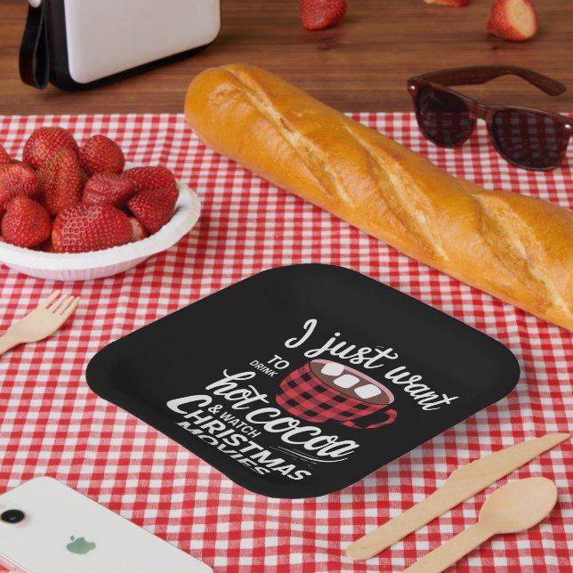 Plato De Papel Solo quiero beber chocolate caliente y ver Navidad (Picnic)