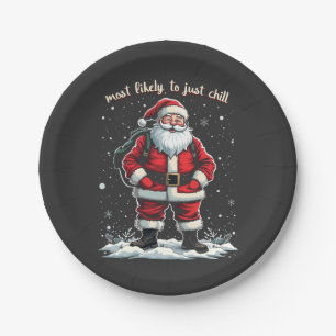 Plato De Papel Solo soy un tipo de villancicos Navidades de Santa