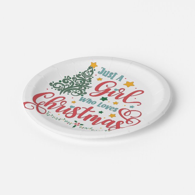 Plato De Papel Sólo un Chica que ama a los Navidades (Angular)