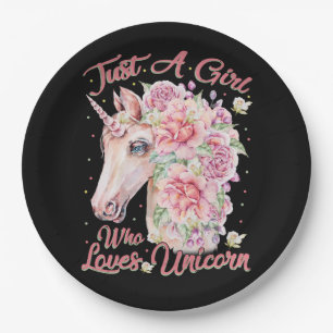 Plato De Papel Solo un Chica que ama a Unicorn
