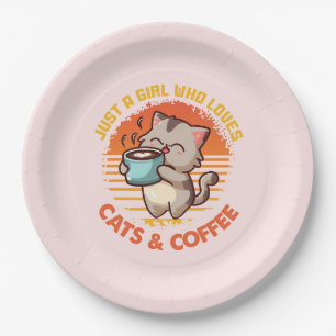 Plato De Papel Sólo un Chica que ama los gatos y el café