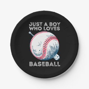 Plato De Papel Solo un chico que ama la pelota de béisbol de los