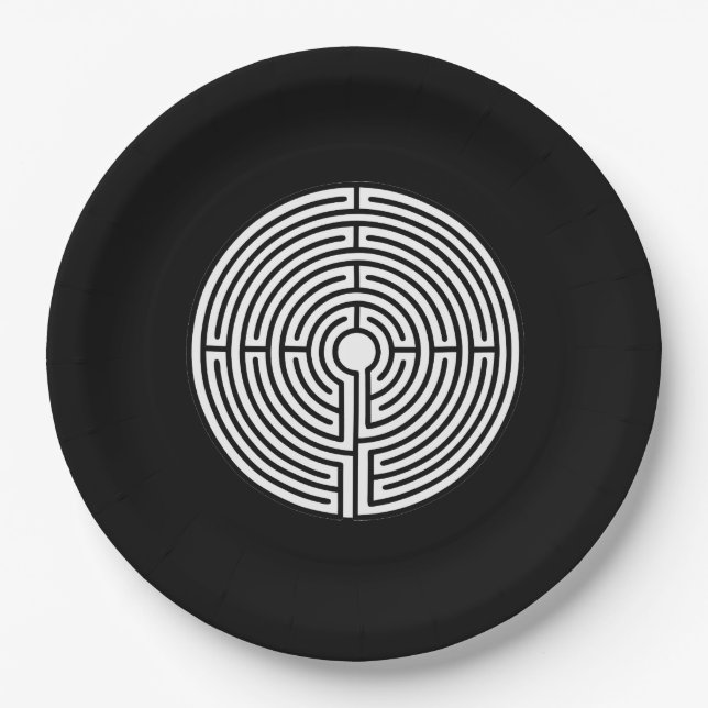 Plato De Papel Sólo un Maze en negro (Anverso)