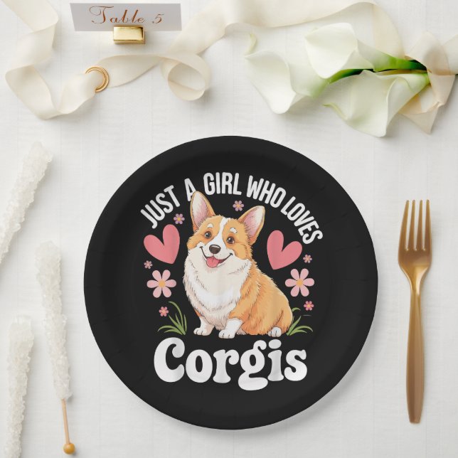 Plato De Papel Solo una chica que ama Corgis (Boda)