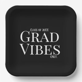 Plato De Papel Sólo vibraciones de graduación en blanco/negro