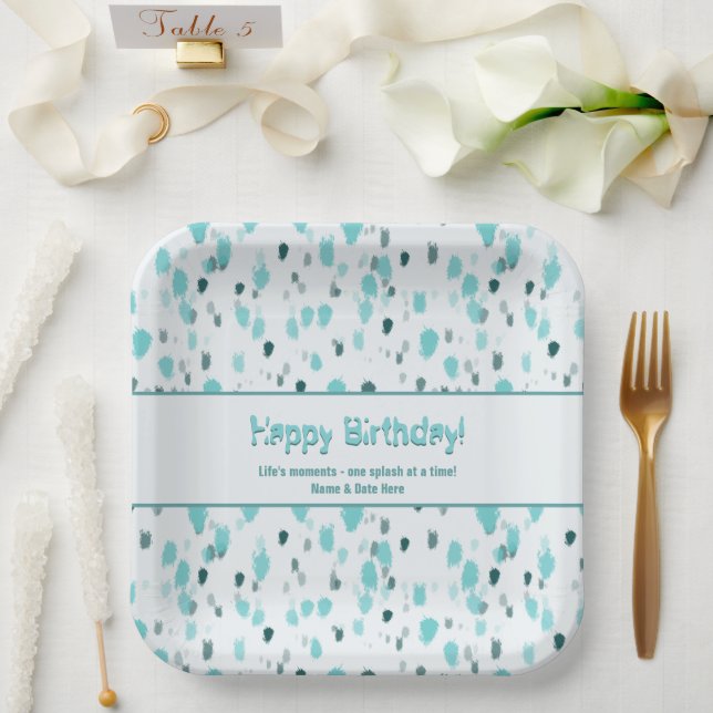 Plato De Papel Sombras azules y grises, Bella Artes abstracto (Boda)