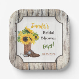 Plato De Papel Sombras en la ducha de novias con botas de bovino