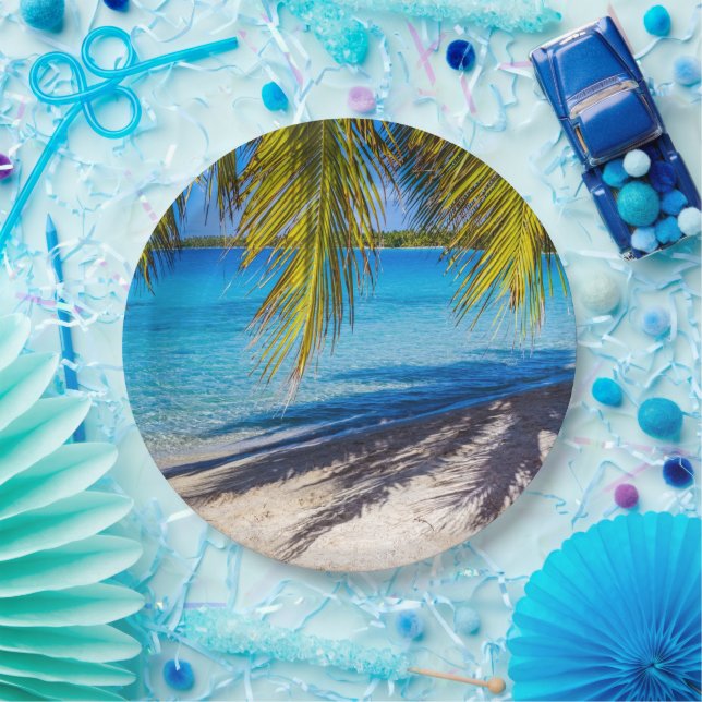 Plato De Papel Sombras en la playa (Fiesta)