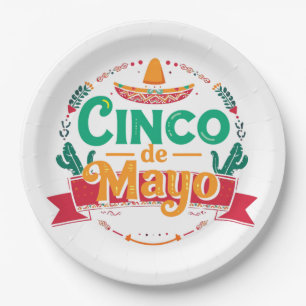 Plato De Papel Sombrero de Fiesta Festiva Cinco de Mayo