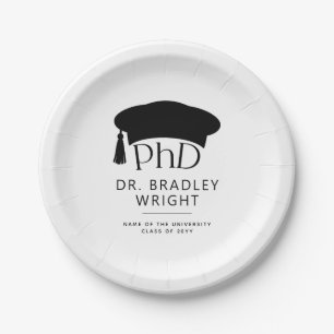 Plato De Papel Sombrero doctoral de doctorado personalizado Gradu