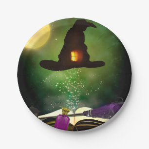Plato De Papel Sombrero Mágico y Libro de Hechizos Mágicos Divers