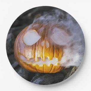 Plato De Papel Sombrío Jack-o-lantern