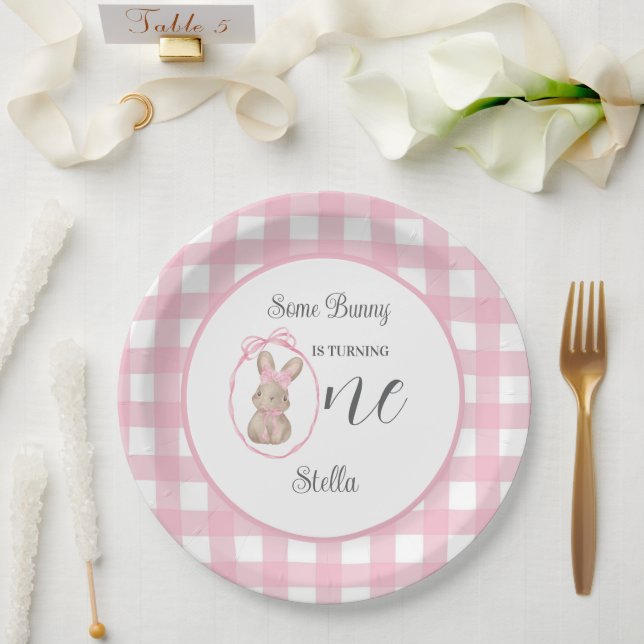 Plato De Papel Some Bunny Paper Plate 1st Birthday Party (Boda)