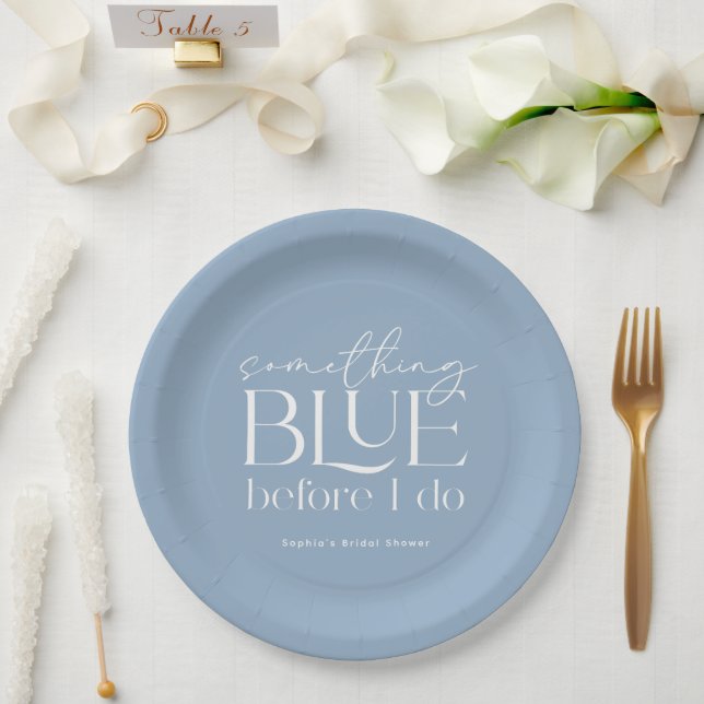 Plato De Papel Something Blue Before I Do Despedida de soltera (Boda)