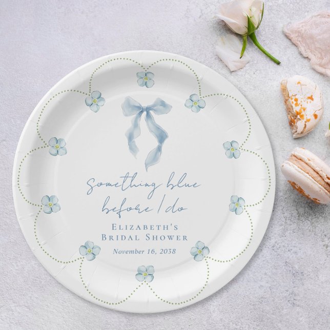 Plato De Papel Something Blue Bow Bridal Shower (Subido por el creador)