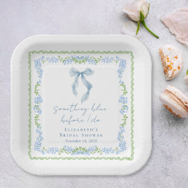 Plato De Papel Something Blue Bow Bridal Shower