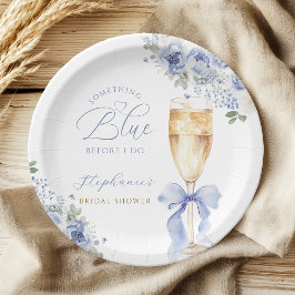 Plato De Papel Something Blue Florals Bow Bridal Shower
