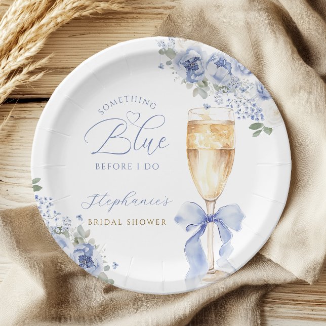 Plato De Papel Something Blue Florals Bow Bridal Shower (Subido por el creador)