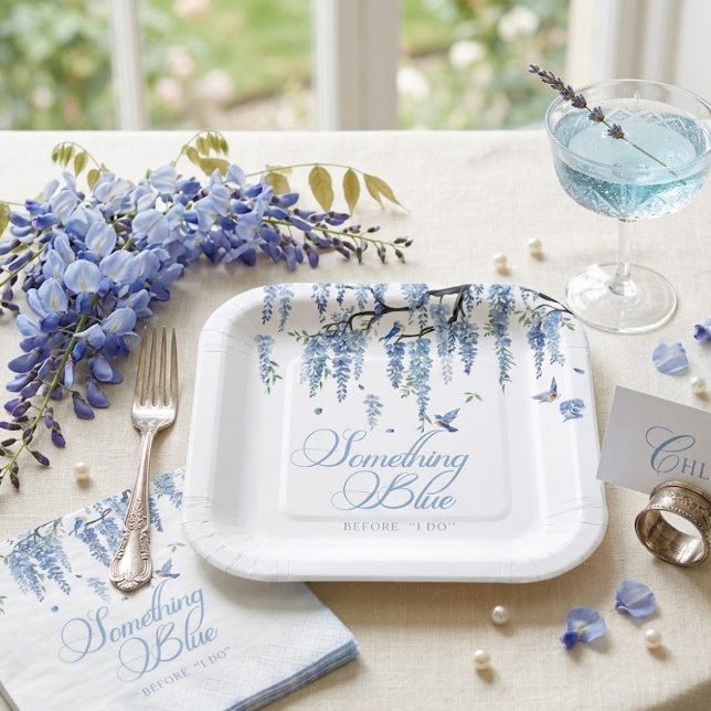 Plato De Papel Something Blue Wildflower Bouquet Bridal Shower  (Subido por el creador)