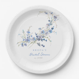 Plato De Papel Something Blue Wildflowers Bridal Shower