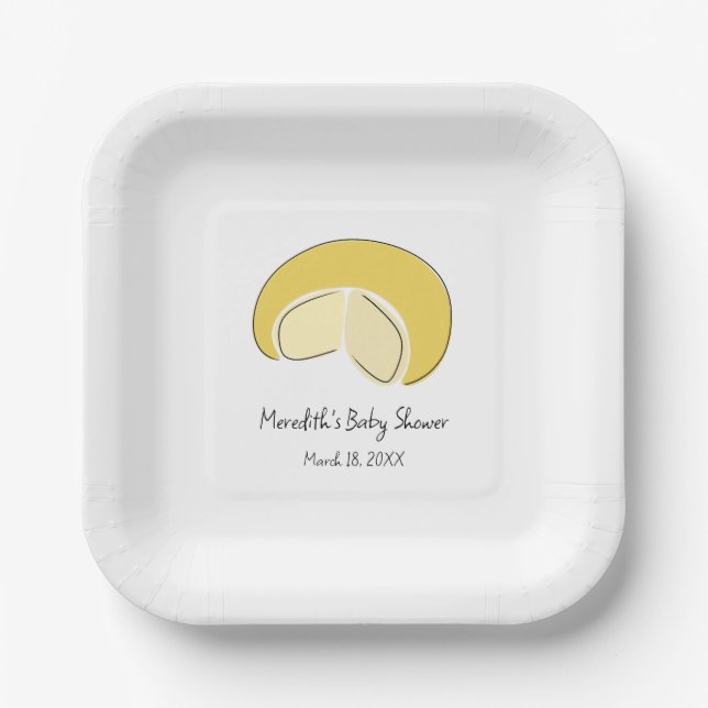 Plato De Papel Something Gouda On Way Cheese Wheel Baby Shower (Anverso)