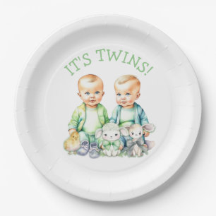 Plato De Papel ¡Son gemelos! Chico lindo gemelos Baby Shower