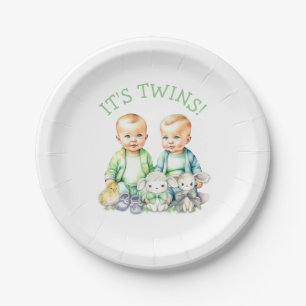 Plato De Papel ¡Son gemelos! Chico lindo gemelos Baby Shower